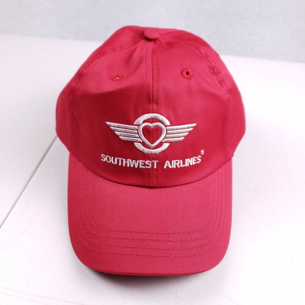 Southwest Airlines Red Winged Heart Logo Employee Uniform‎ Hat Cintas Adjustable